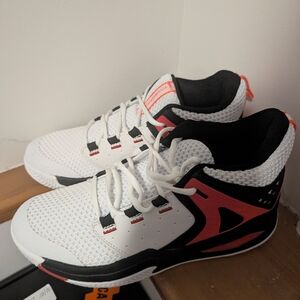 AND1 White and Black Athletic Shoes with Red Accents